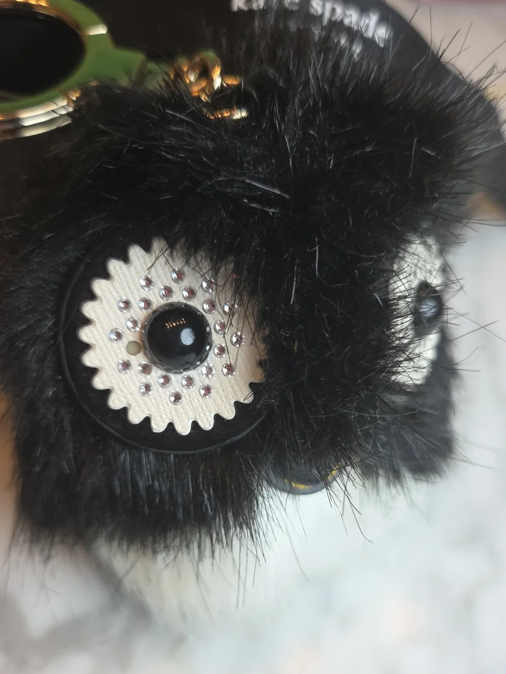 NWOT Kate Spade Novelty Black & White Penguin Faux-Fur Key Charm